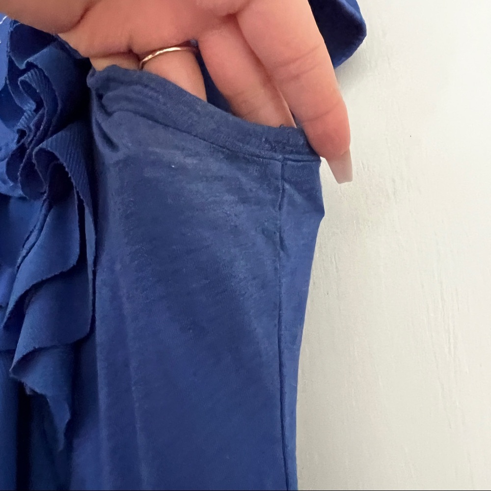 INC BLue Ruffle top - Picture 5 of 5